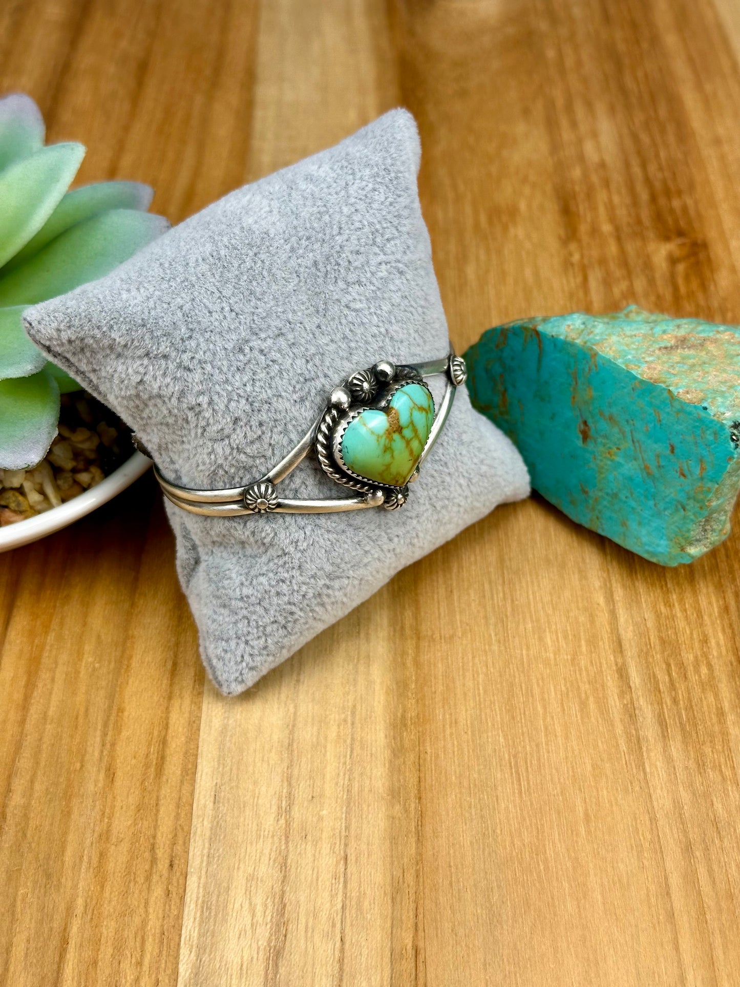Kingman Turquoise Heart Sterling Cuff