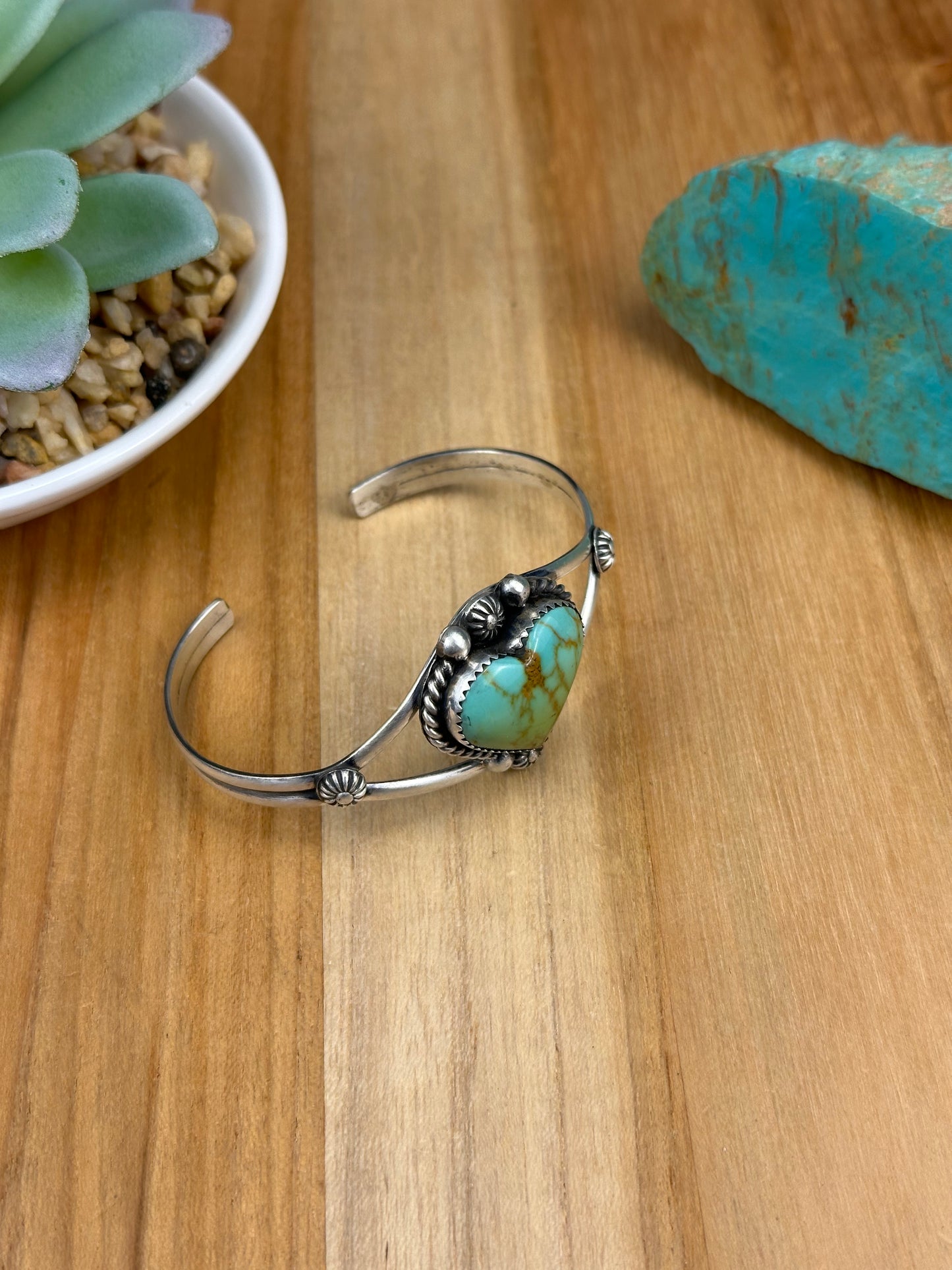 Kingman Turquoise Heart Sterling Cuff