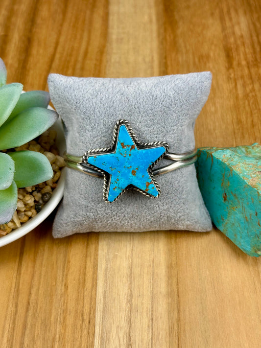 Kingman Turquoise Star Sterling Cuff