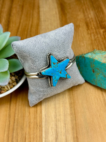 Kingman Turquoise Star Sterling Cuff