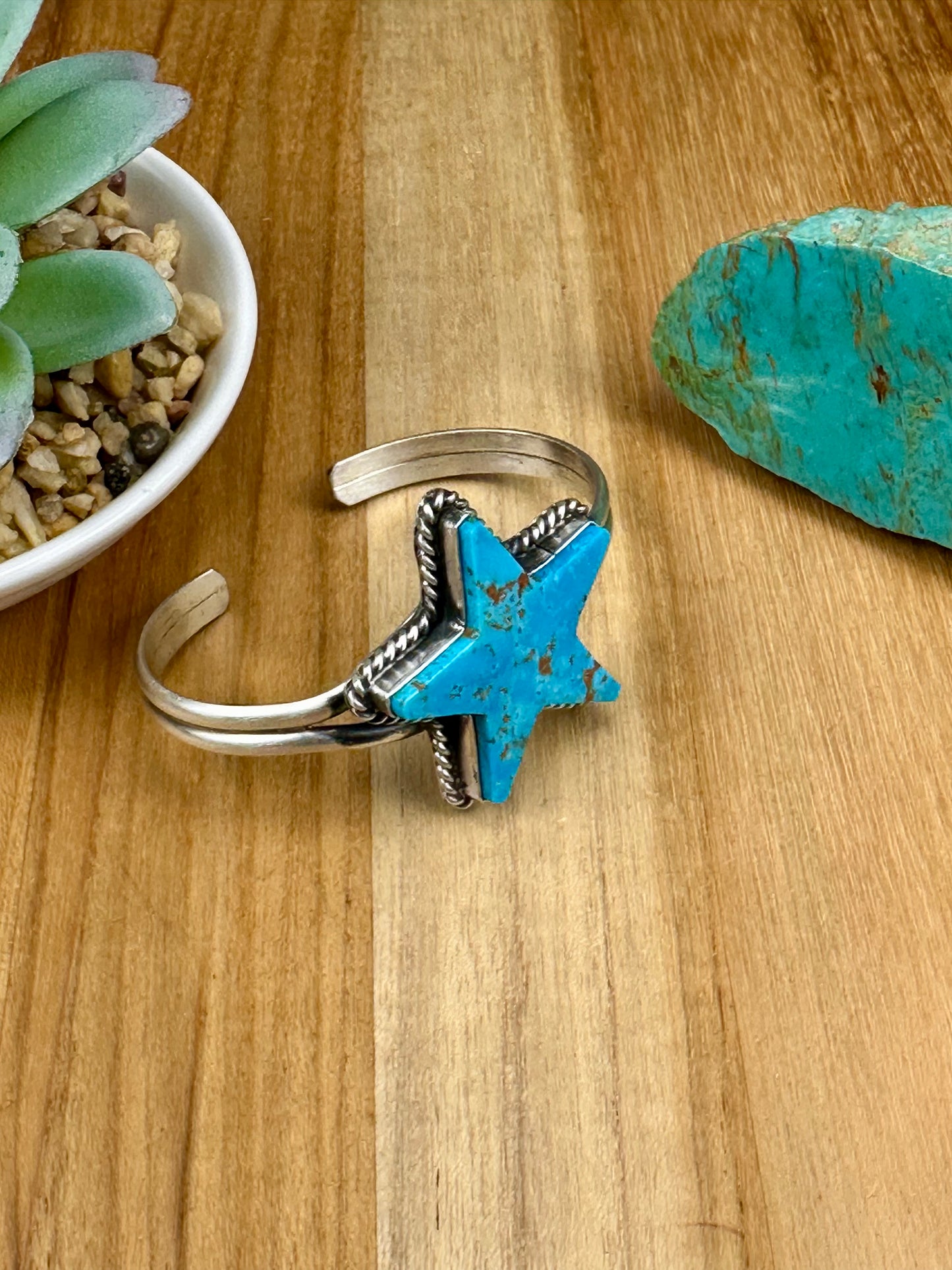 Kingman Turquoise Star Sterling Cuff