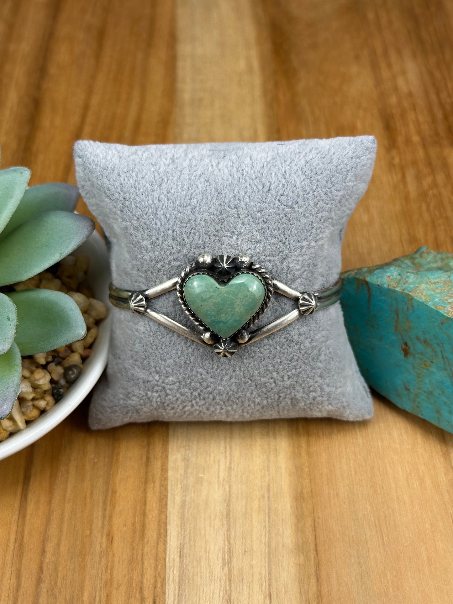 Kingman Turquoise Heart Sterling Cuff