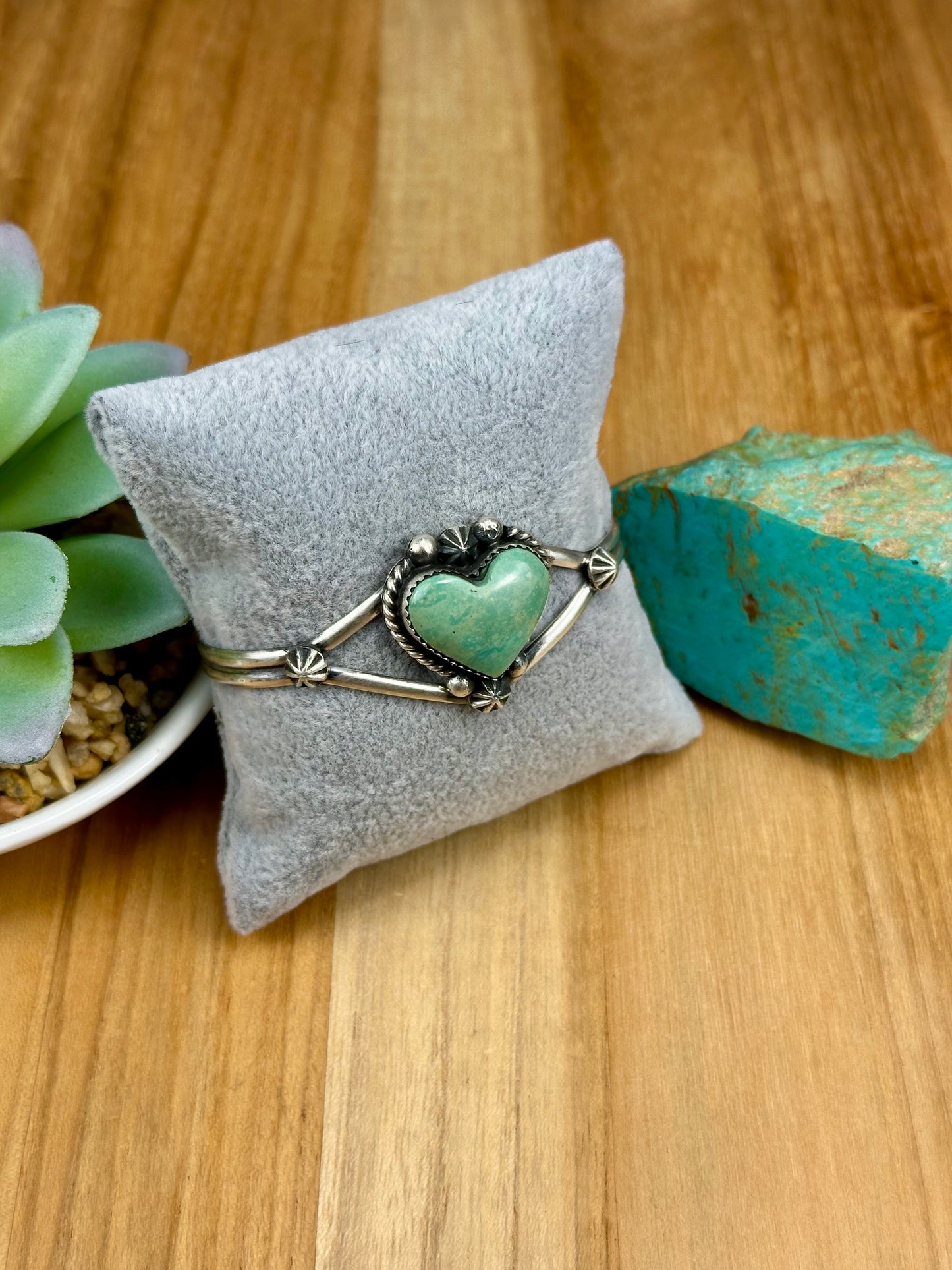 Kingman Turquoise Heart Sterling Cuff