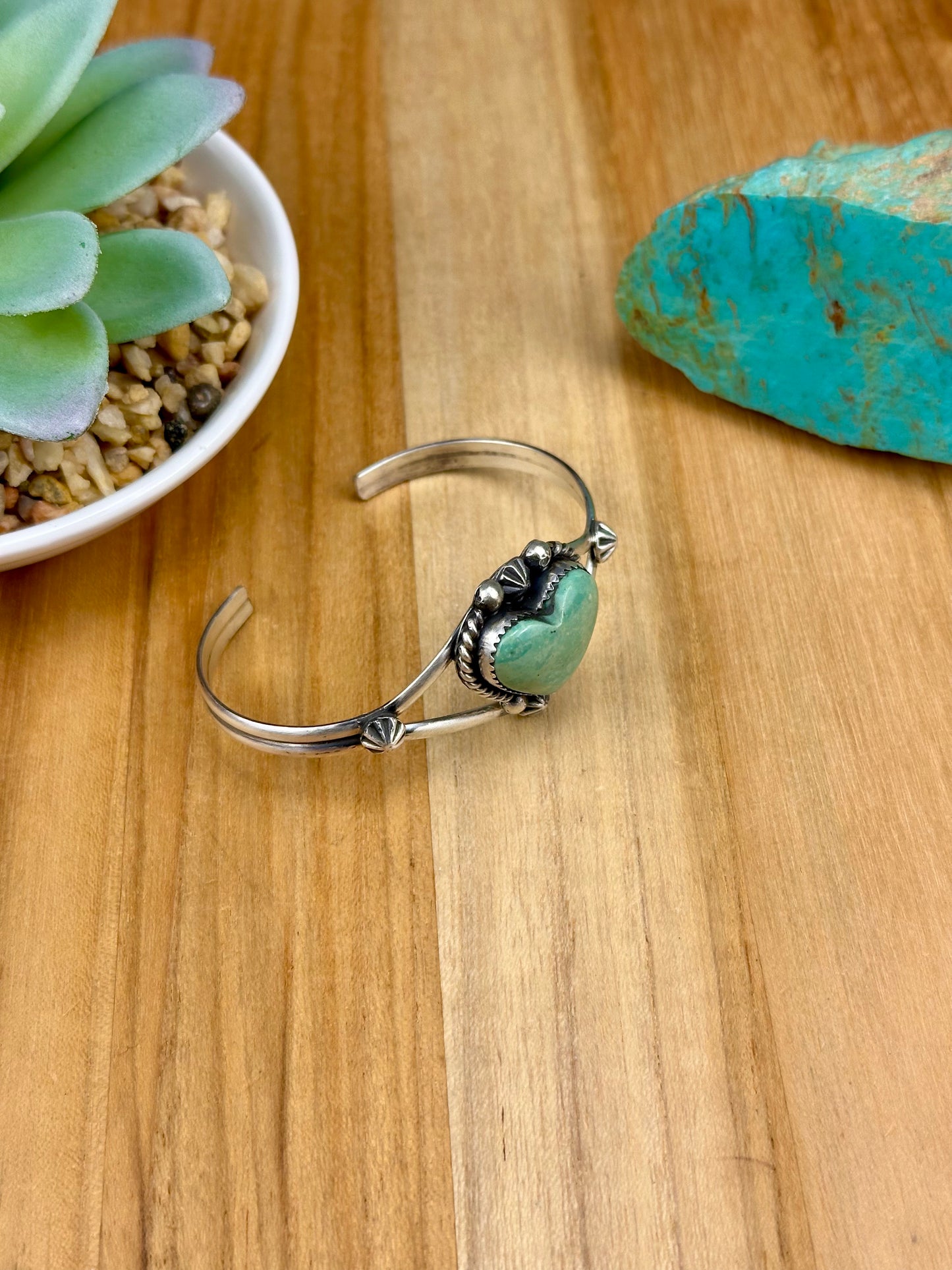Kingman Turquoise Heart Sterling Cuff