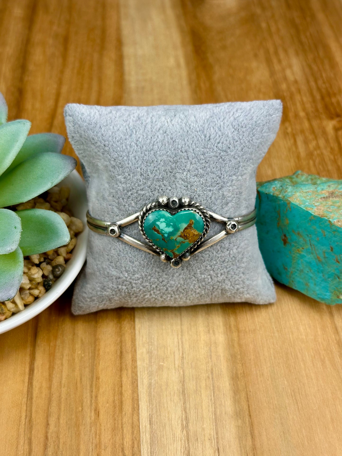 Kingman Turquoise Heart Sterling Cuff