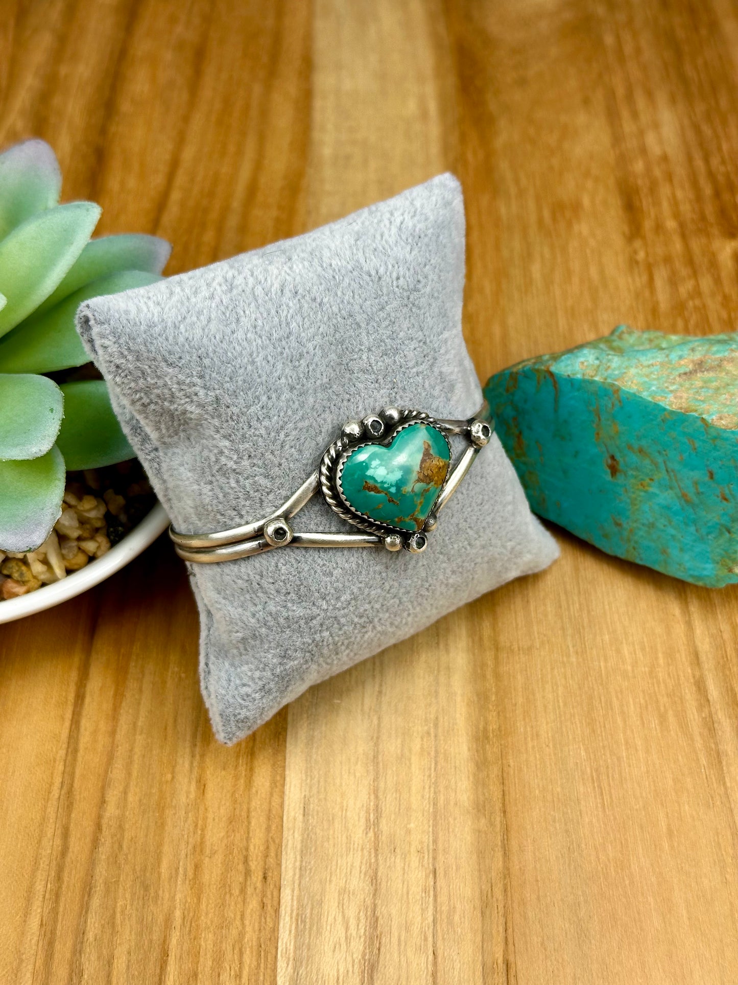 Kingman Turquoise Heart Sterling Cuff