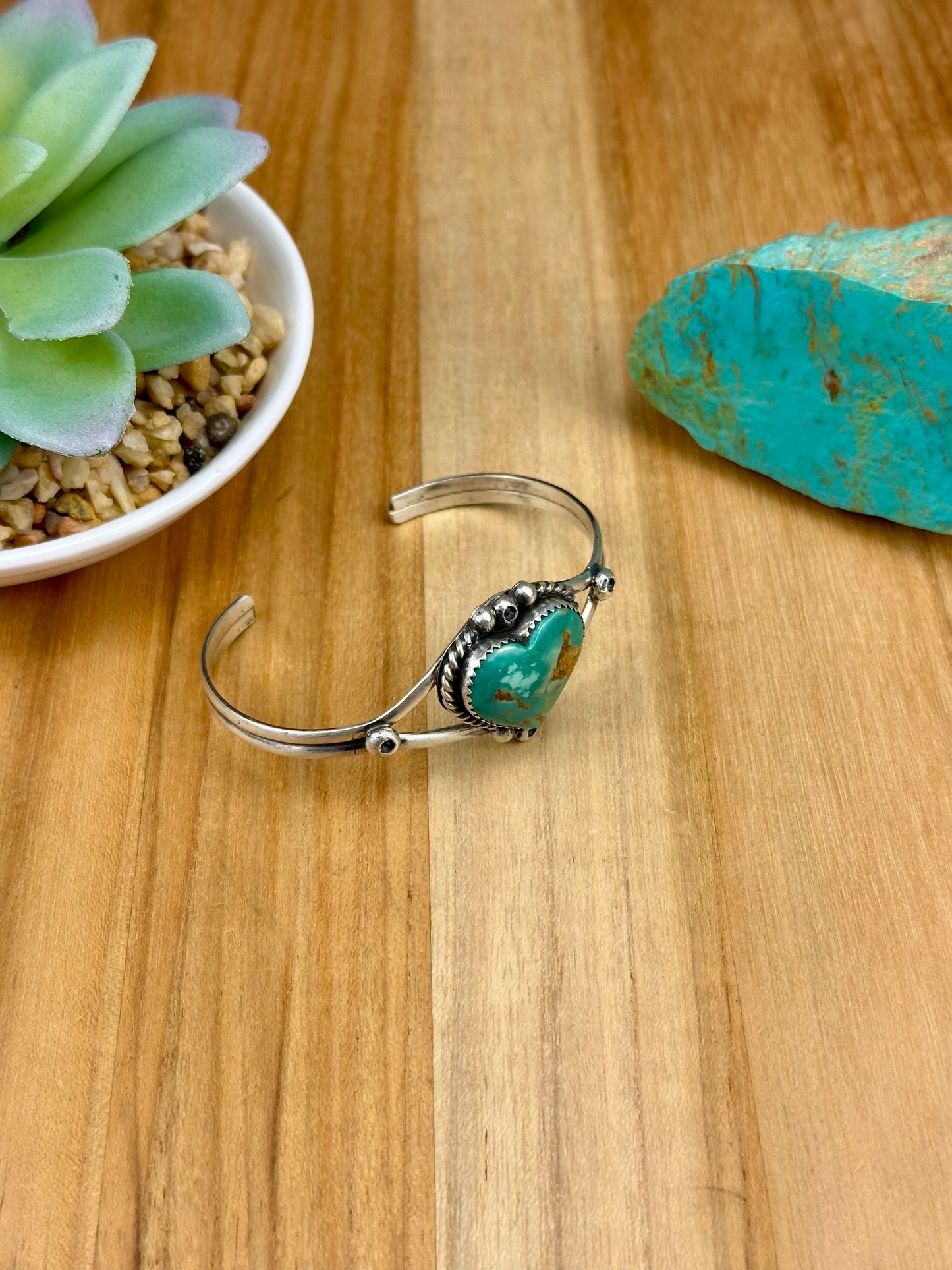 Kingman Turquoise Heart Sterling Cuff