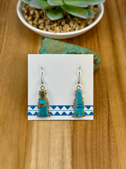 Kingman Turquoise Inlay Sterling Earrings
