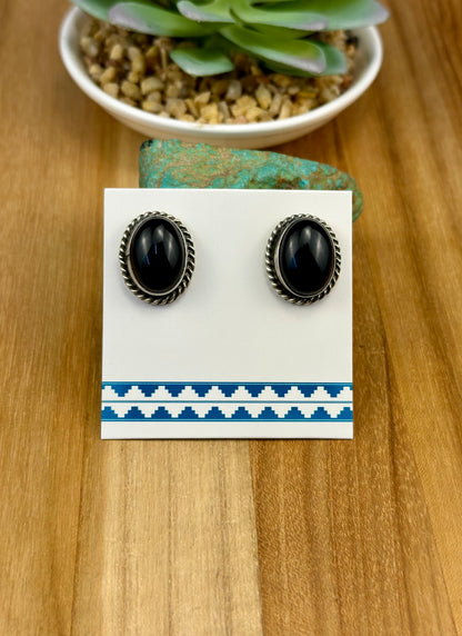 Black Onyx Sterling Stud Earrings