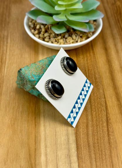 Black Onyx Sterling Stud Earrings