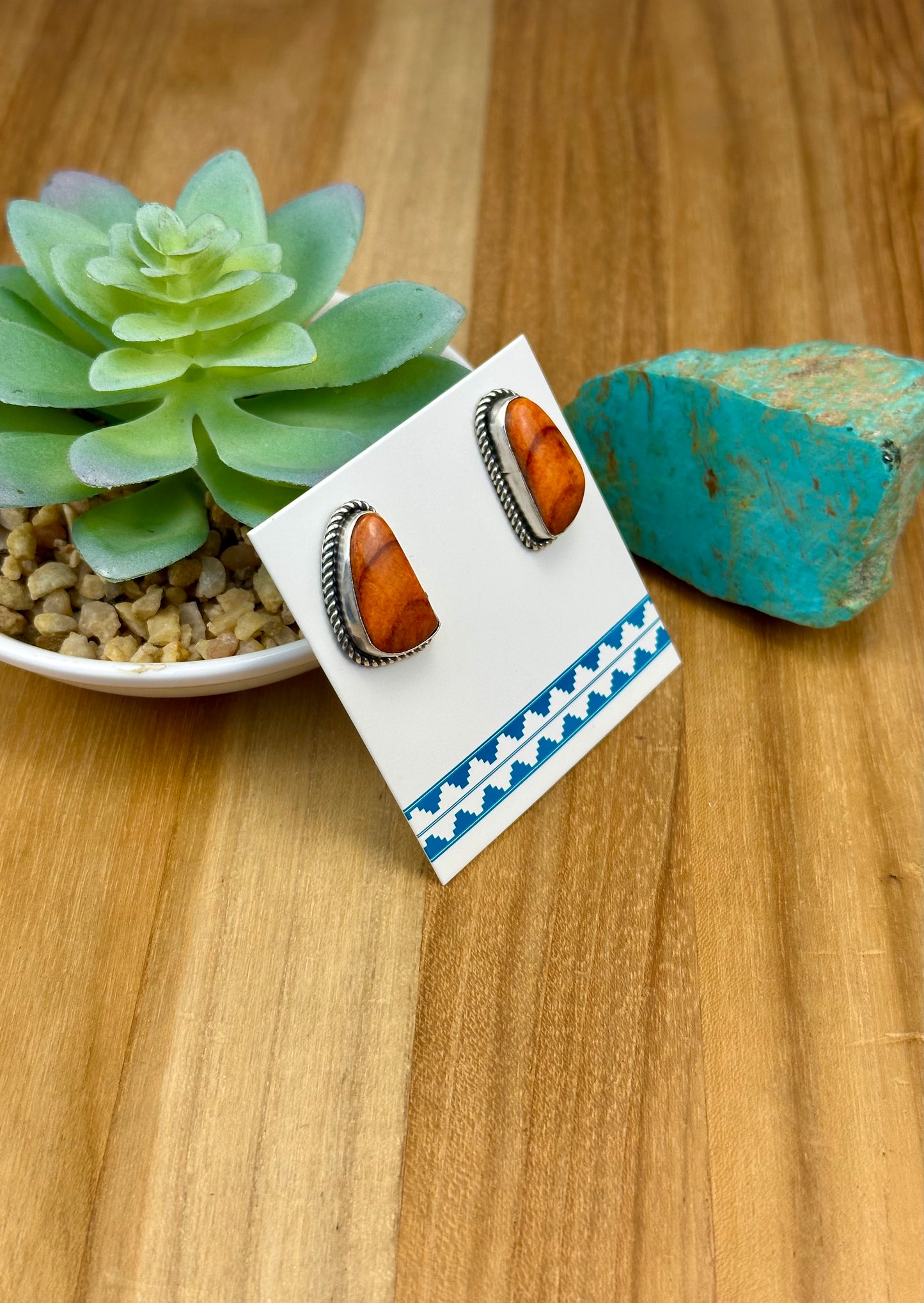 Orange Spiny Sterling Stud Earrings