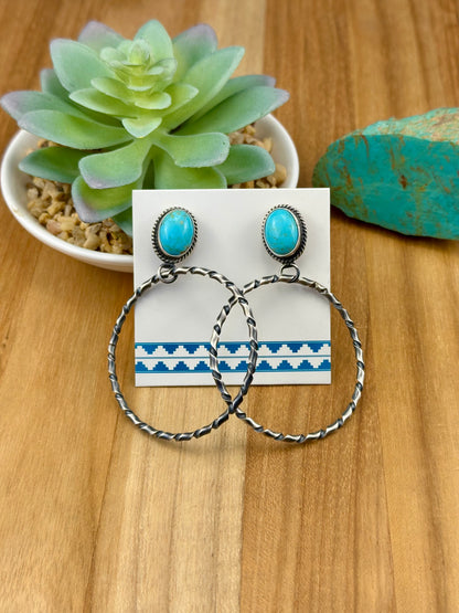Kingman Turquoise Hoop Sterling Earring