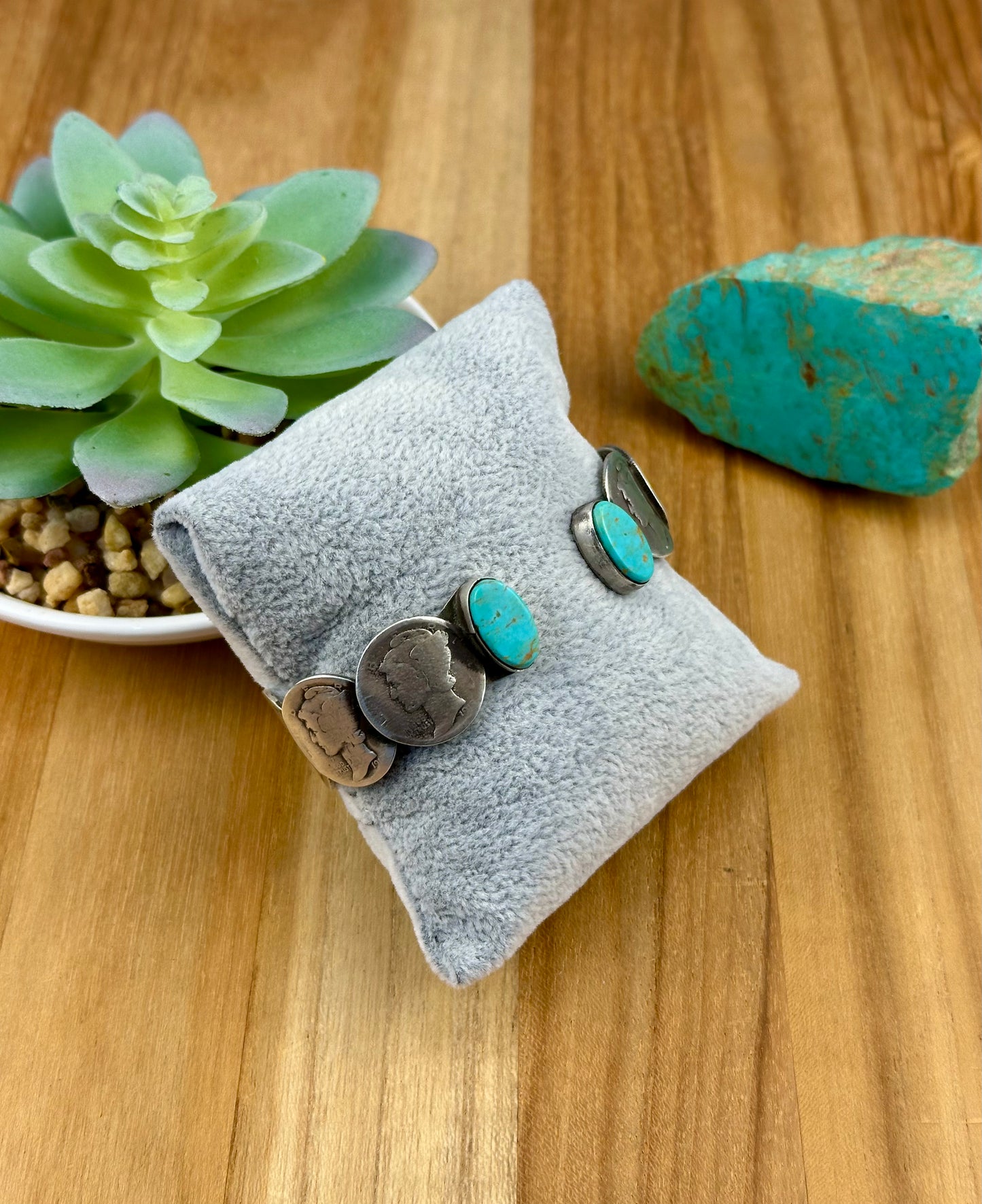 Kingman Turquoise Coin Open Cuff
