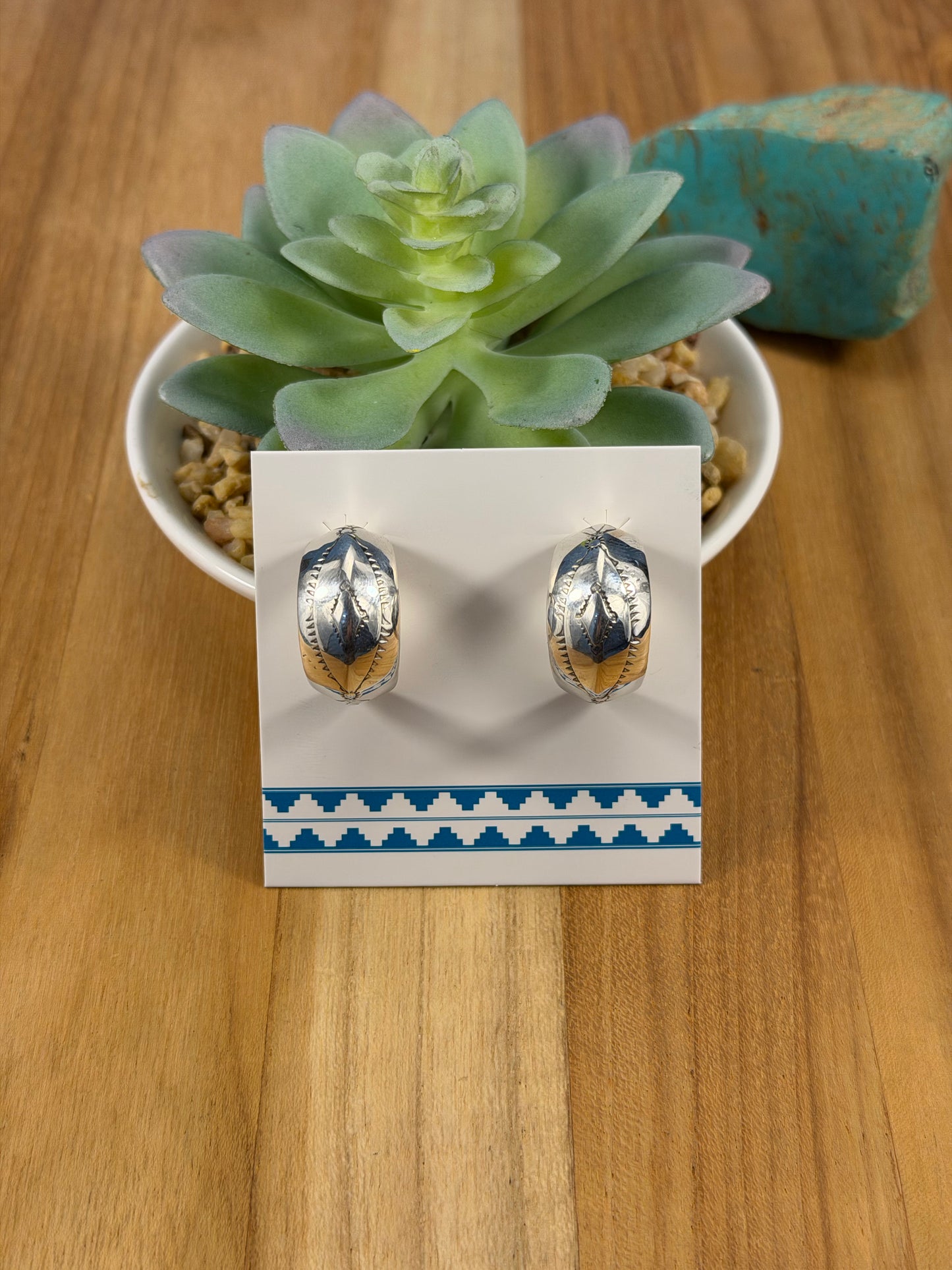 Sterling Silver Stamped Hoop Earrings