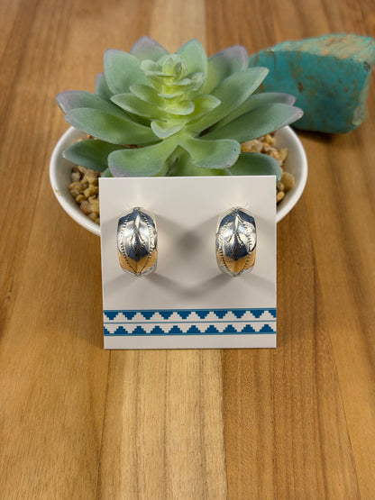 Sterling Silver Stamped Hoop Earrings