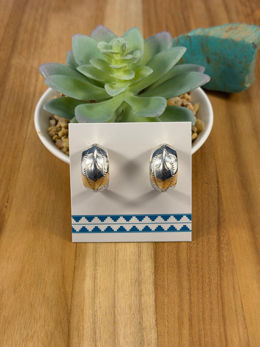 Sterling Silver Stamped Hoop Earrings