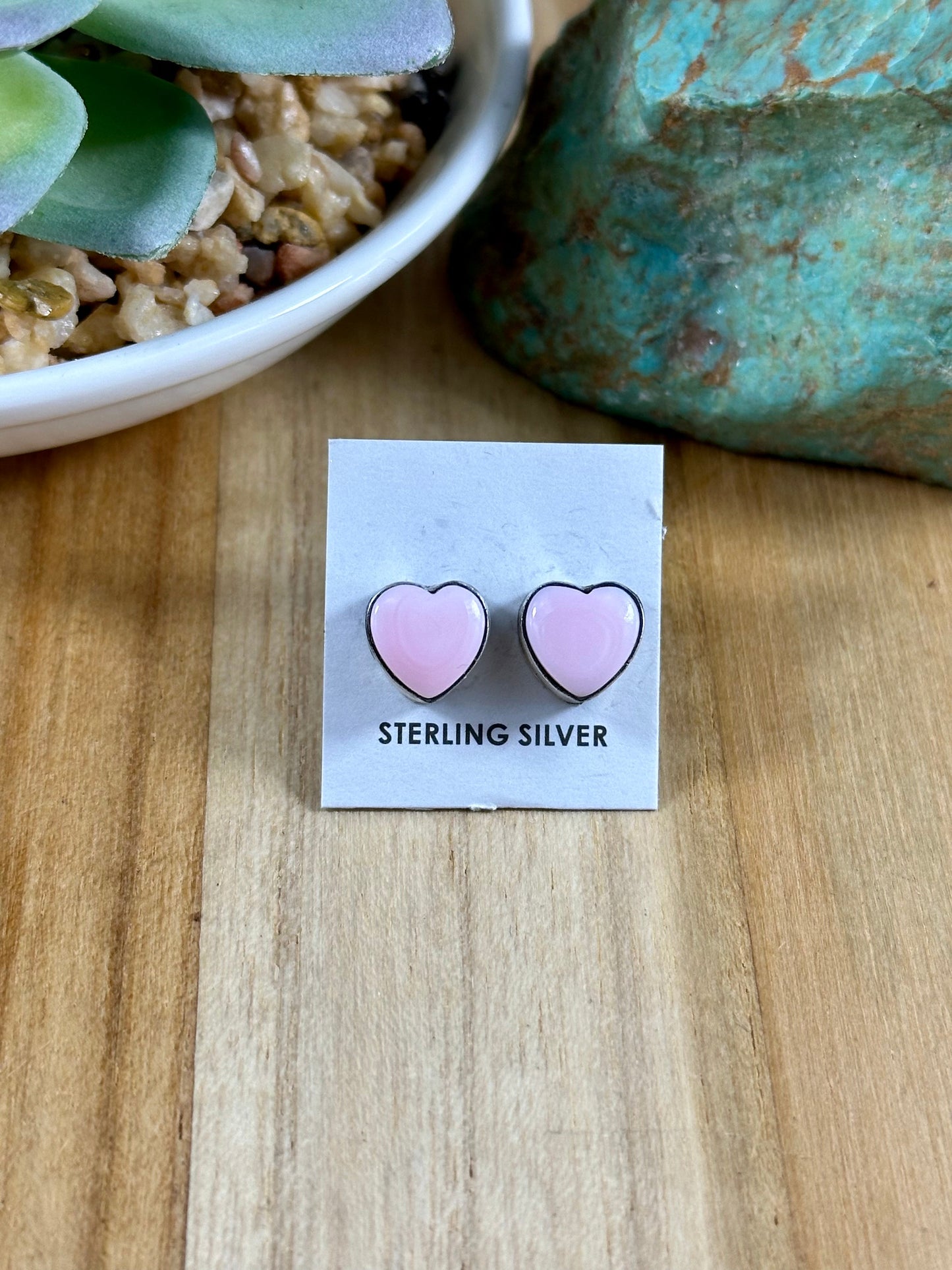 Pink Conch Heart Studs