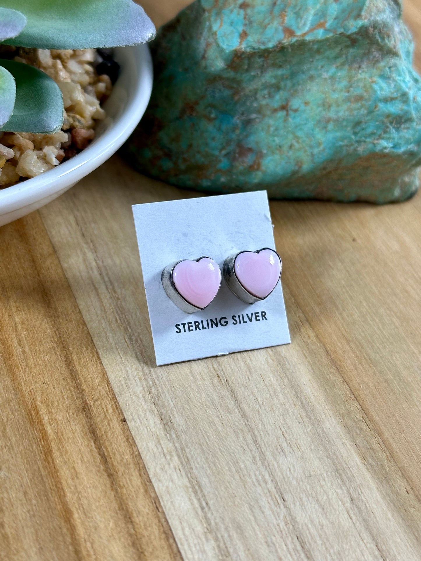 Pink Conch Heart Studs