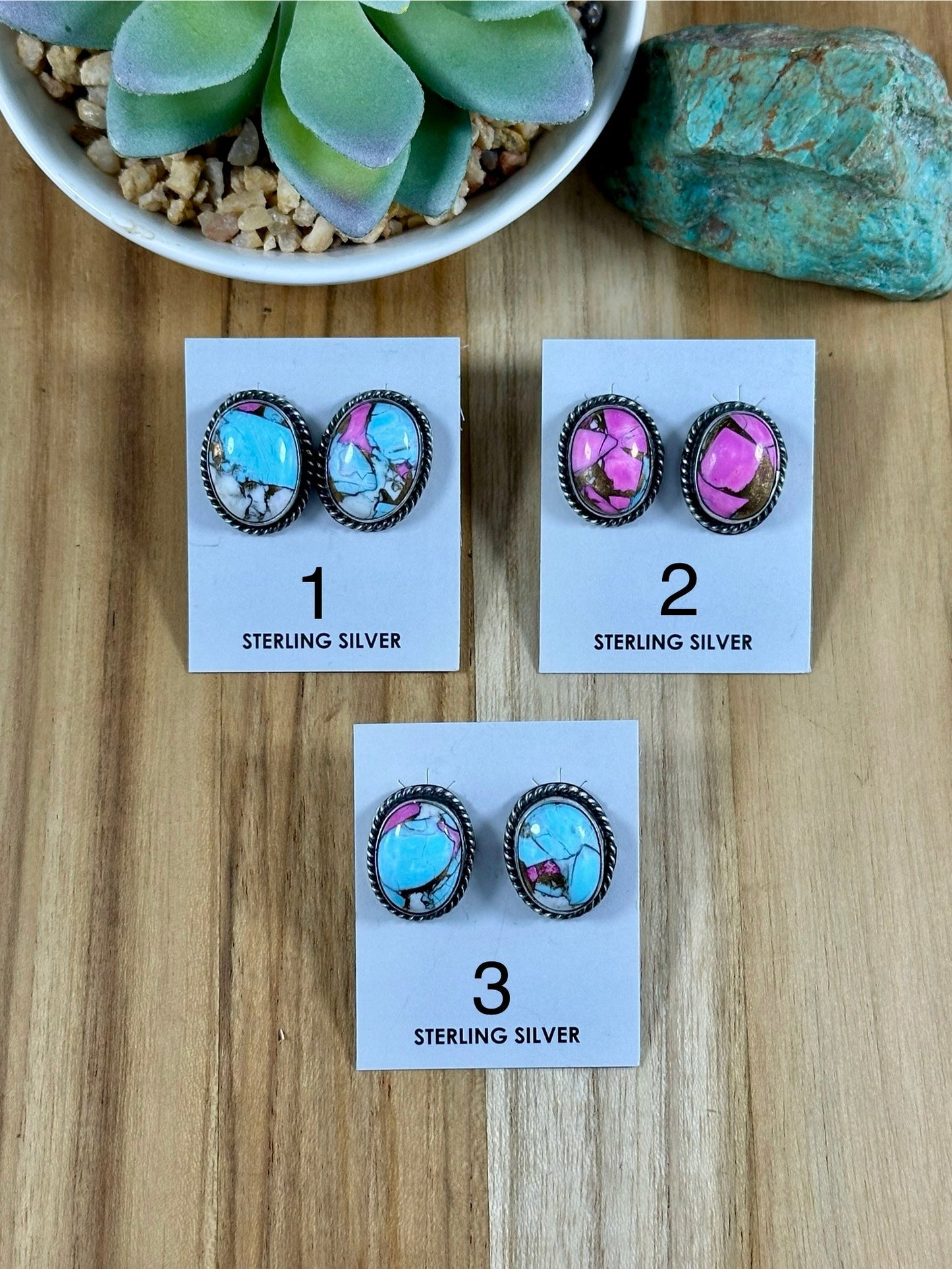 Cotton Candy Oval Studs