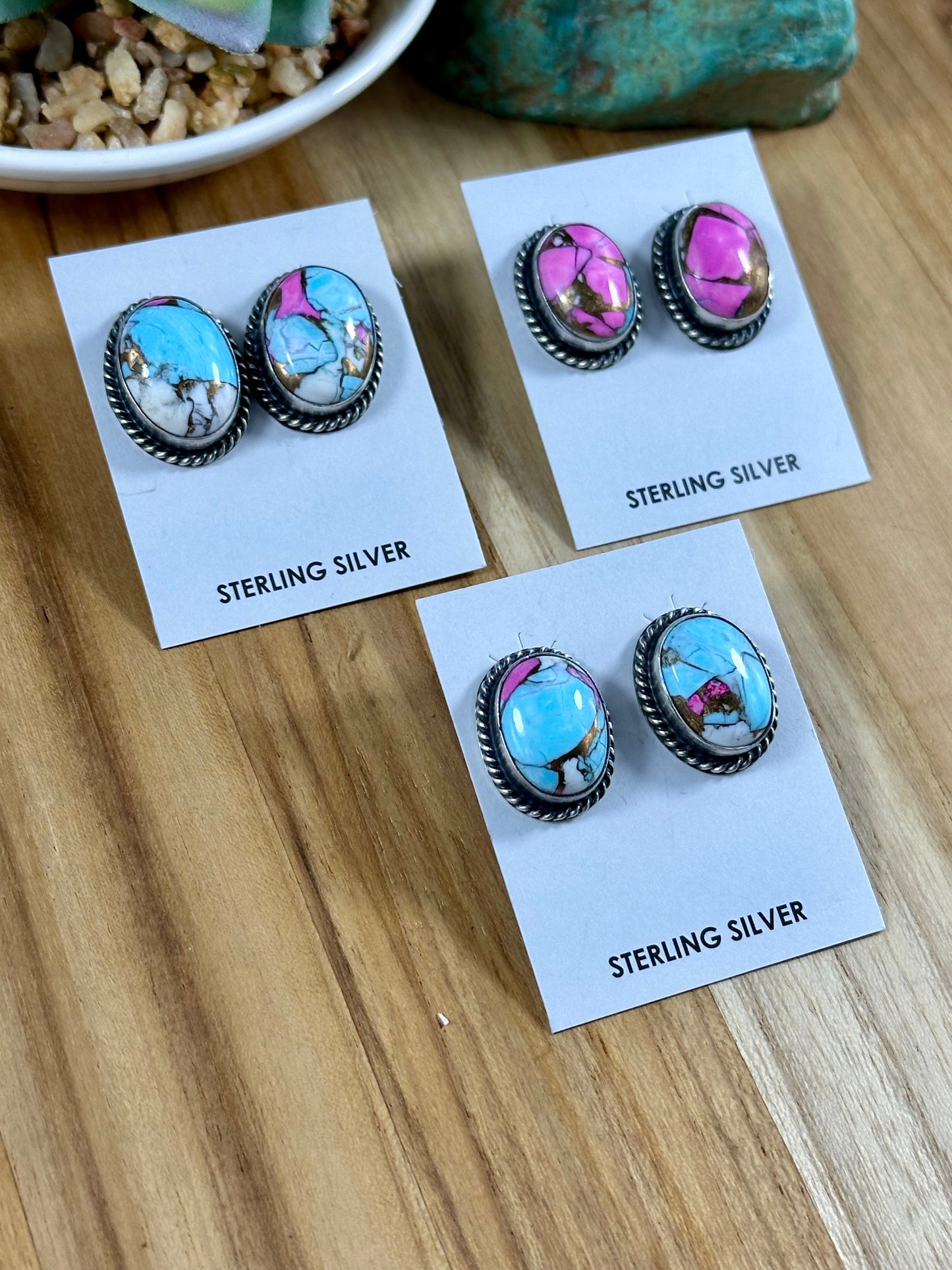 Cotton Candy Oval Studs