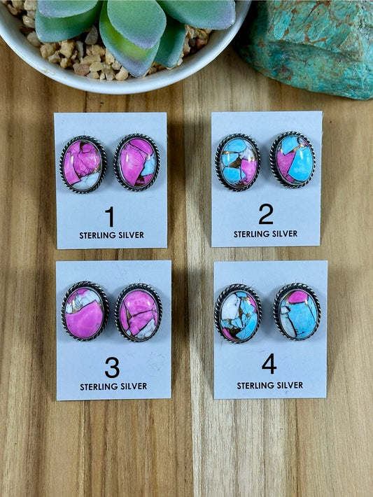 Cotton Candy Oval Studs