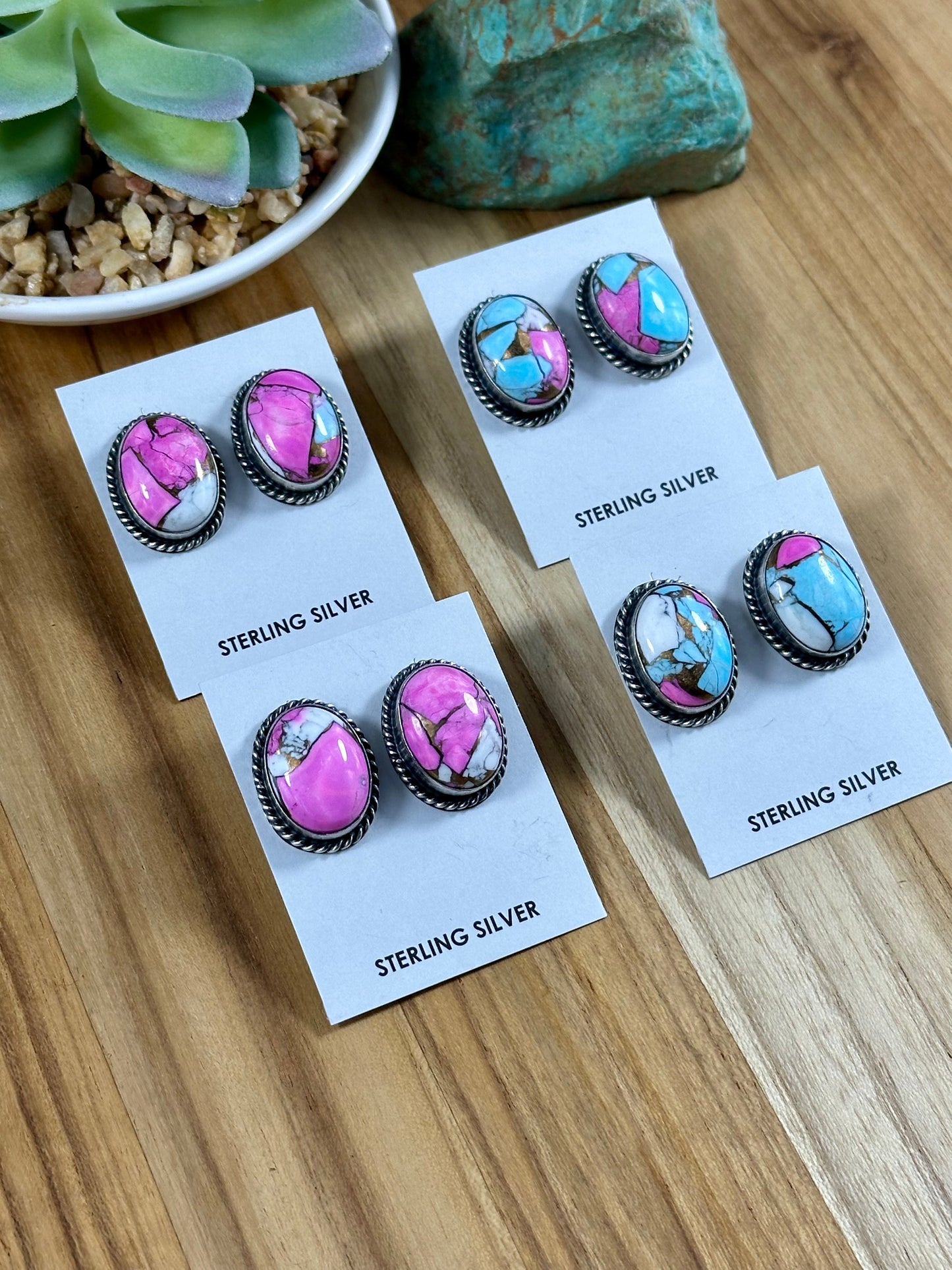 Cotton Candy Oval Studs