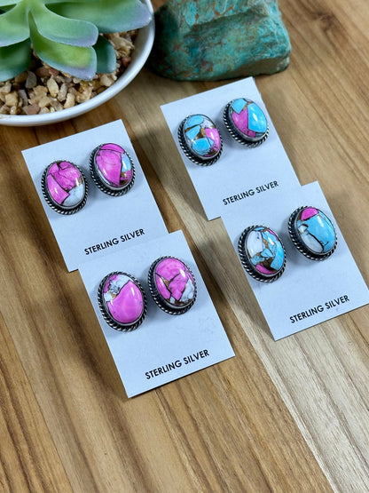 Cotton Candy Oval Studs