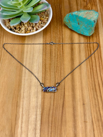 Purple Dahlia Sterling Waterproof Bar Necklace