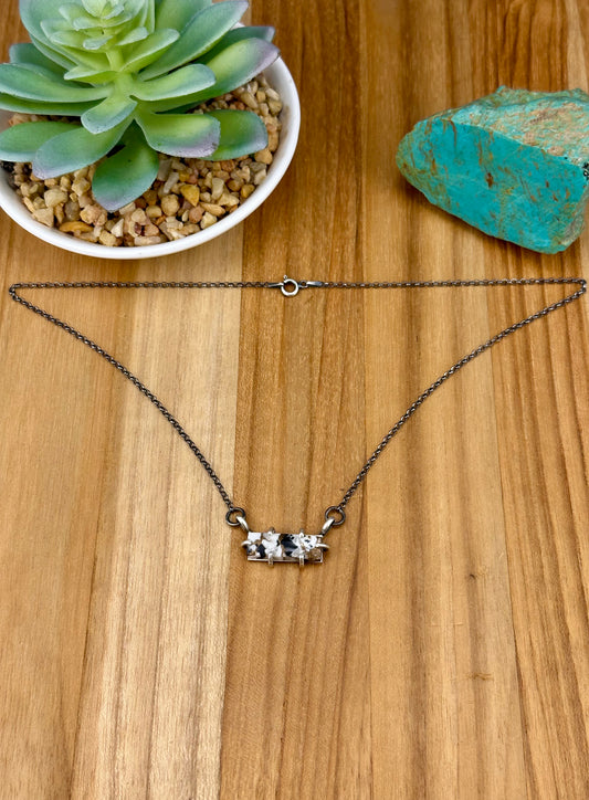 White Buffalo Crush Sterling Waterproof Bar Necklace