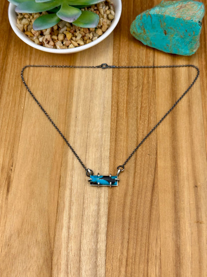 Kingman Turquoise Sterling Waterproof Bar Necklace