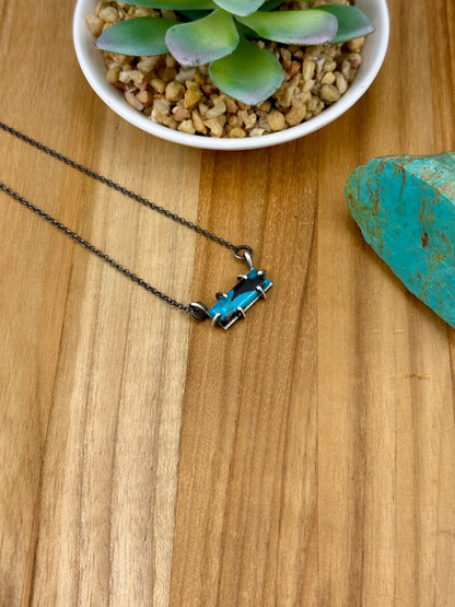 Kingman Turquoise Sterling Waterproof Bar Necklace