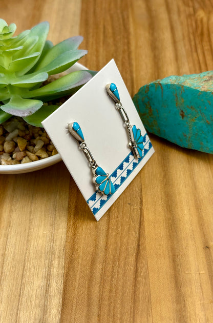 Kingman Turquoise Sterling Dangle Earrings