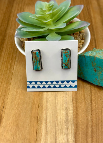 Kingman Turquoise Bar Stud Earrings