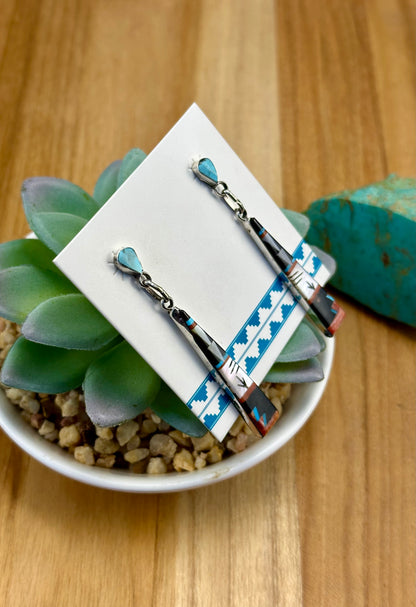 Multicolor Stone Inlay Dangle Earrings