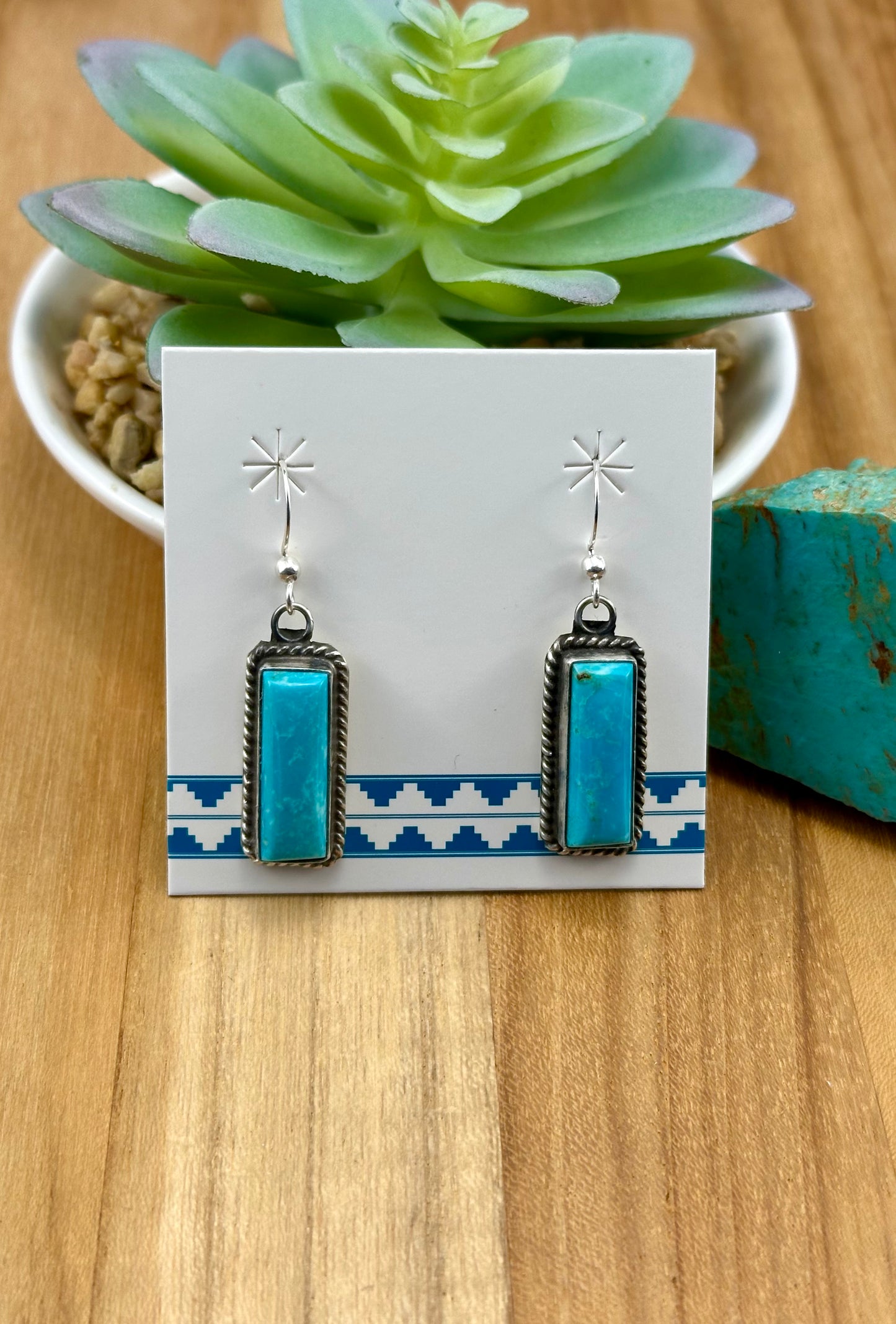 Kingman Turquoise Bar Dangle Earrings