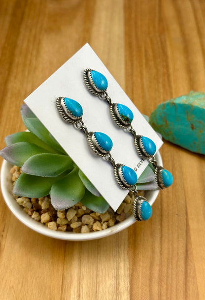 Kingman Turquoise 4 Stone Dangle Earrings