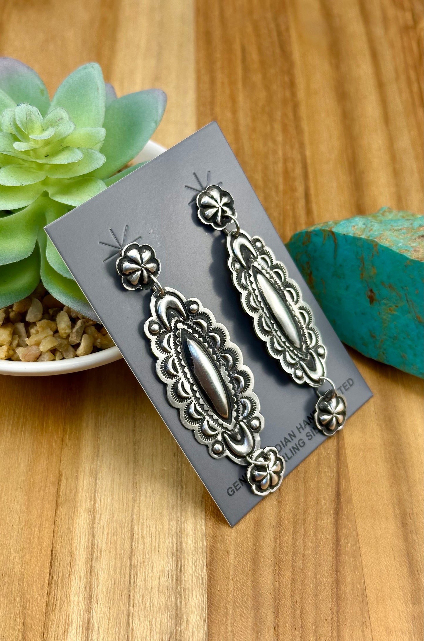 Sterling Silver Concho Dangle Earrings