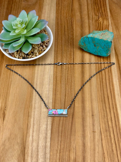 Cotton Candy Sterling Bar Necklace