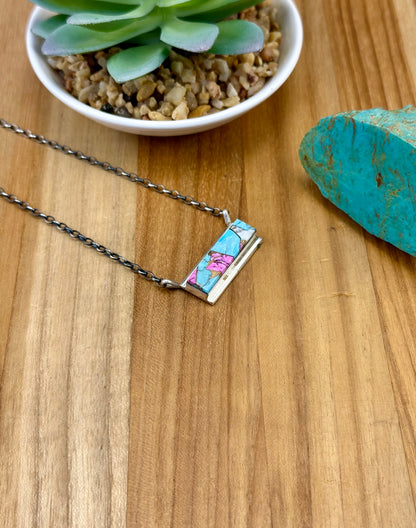 Cotton Candy Sterling Bar Necklace