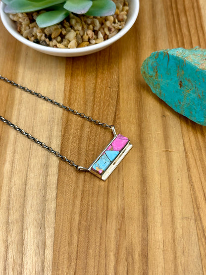 Cotton Candy Bar Sterling Necklace