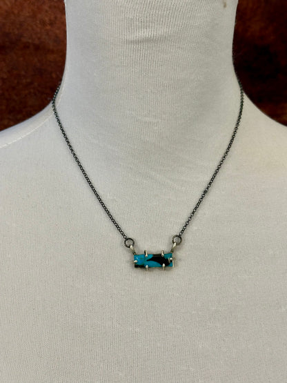 Kingman Turquoise Sterling Waterproof Bar Necklace