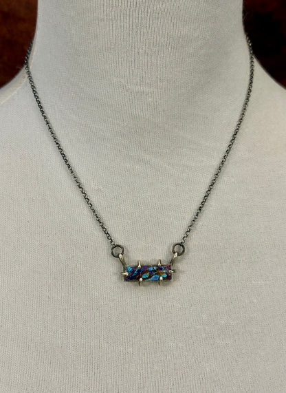 Purple Dahlia Sterling Waterproof Bar Necklace