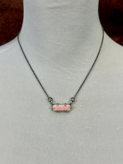 Pink Conch Sterling Waterproof Bar Necklace