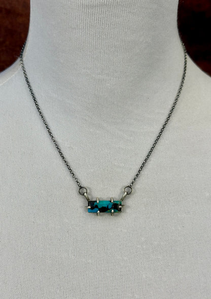Kingman Turquoise Sterling Waterproof Bar Necklace