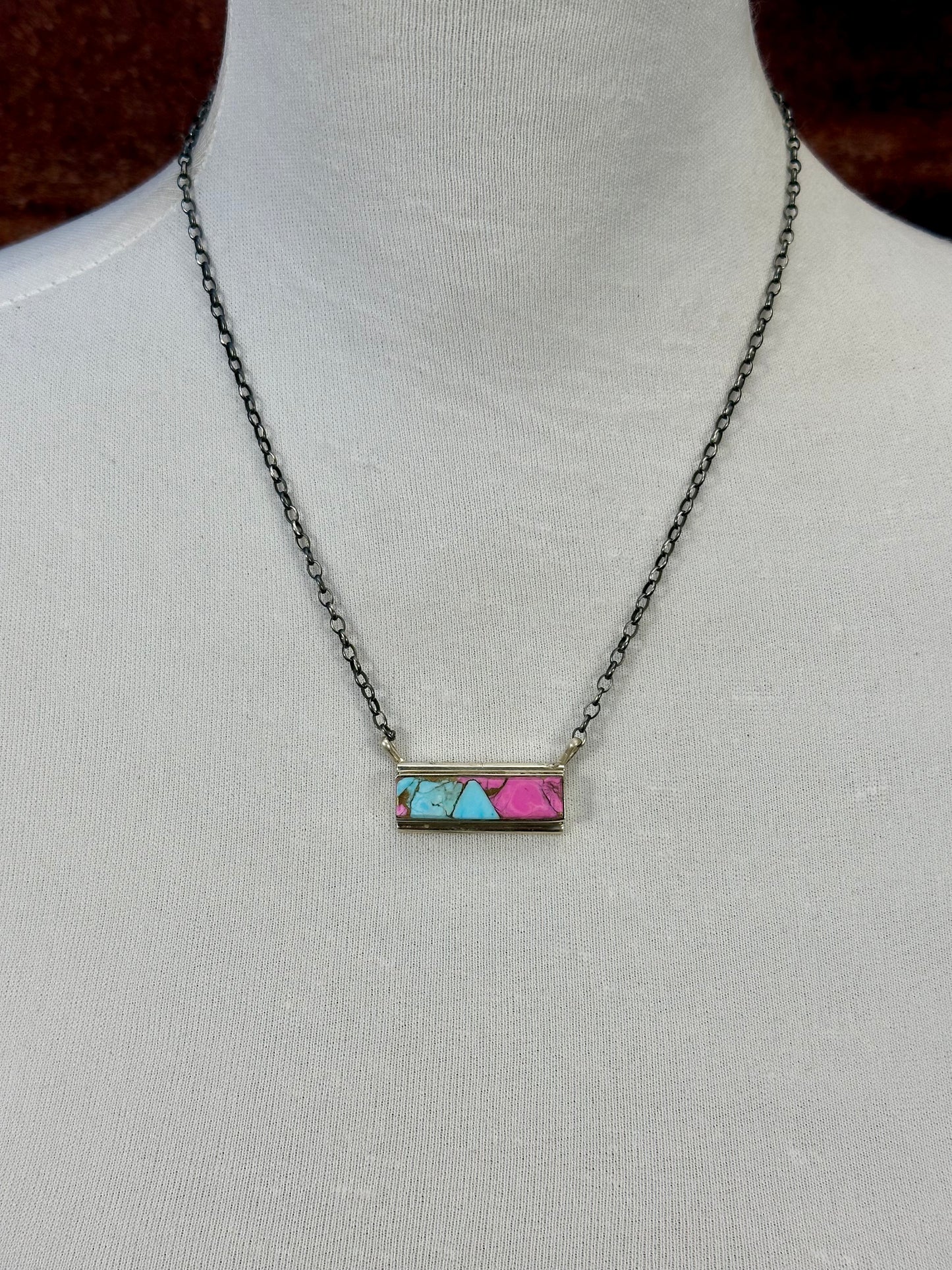 Cotton Candy Bar Sterling Necklace