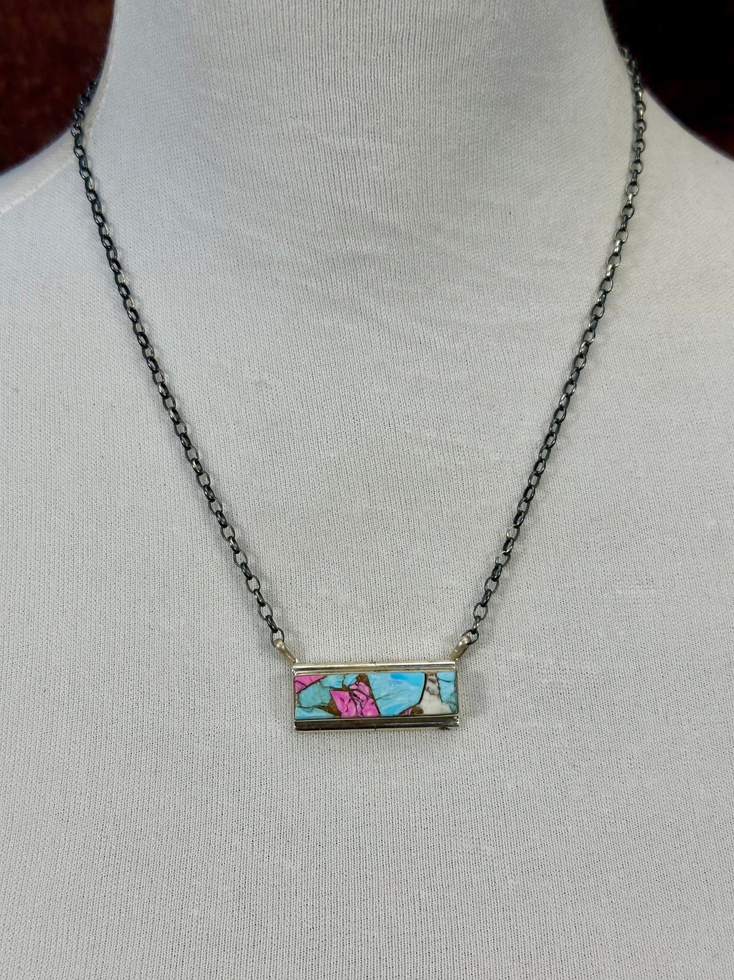 Cotton Candy Sterling Bar Necklace