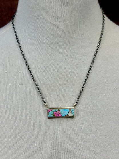 Cotton Candy Sterling Bar Necklace