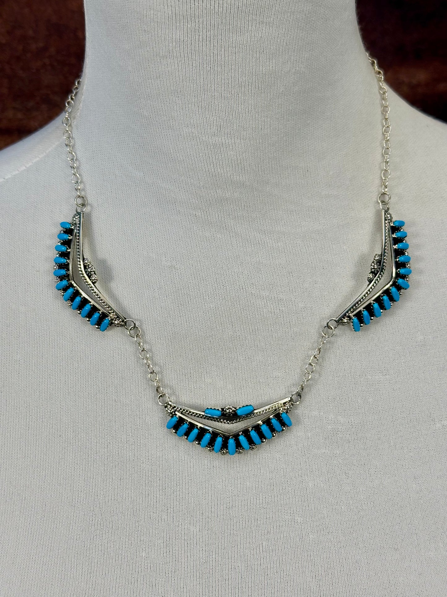 Kingman Turquoise Cluster Necklace