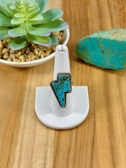 Kingman Turquoise Lighting Sterling Ring