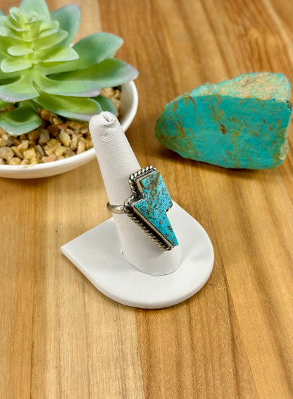 Kingman Turquoise Lighting Sterling Ring